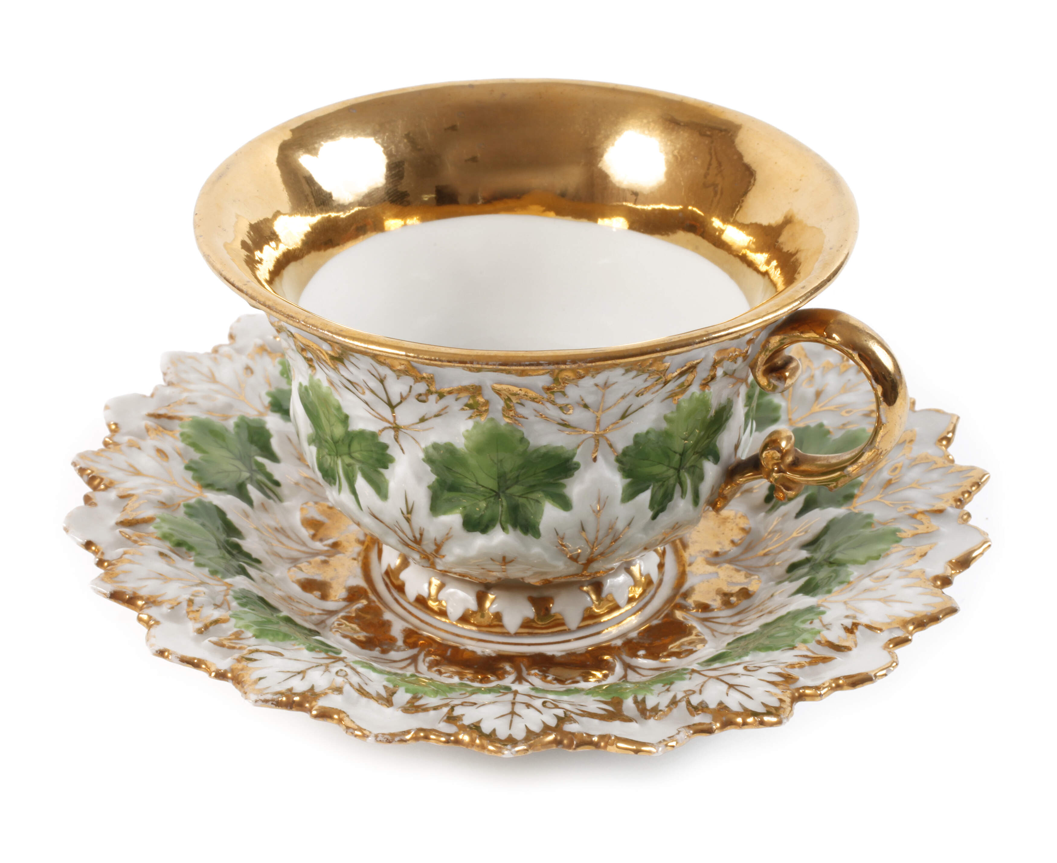 Meissen Prunktasse Weinlaubrelief