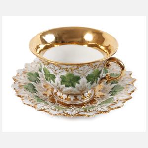 Meissen Prunktasse Weinlaubrelief