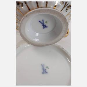 Meissen Prunktasse Blattrelief