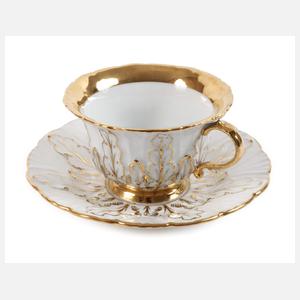 Meissen Prunktasse Blattrelief