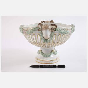 Meissen prunkvoller "Korb mit Widder-Köpfen"