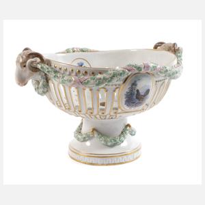 Meissen prunkvoller "Korb mit Widder-Köpfen"