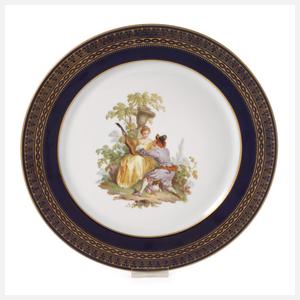 Meissen Zierteller Figurenmalerei und Blaufond