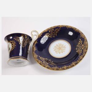 Meissen prunkvolle Mokkatasse Figurenmalerei