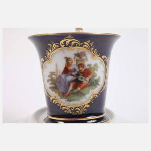 Meissen prunkvolle Mokkatasse Figurenmalerei