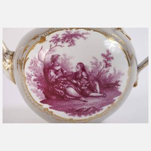 Meissen Teekanne Figurenmalerei