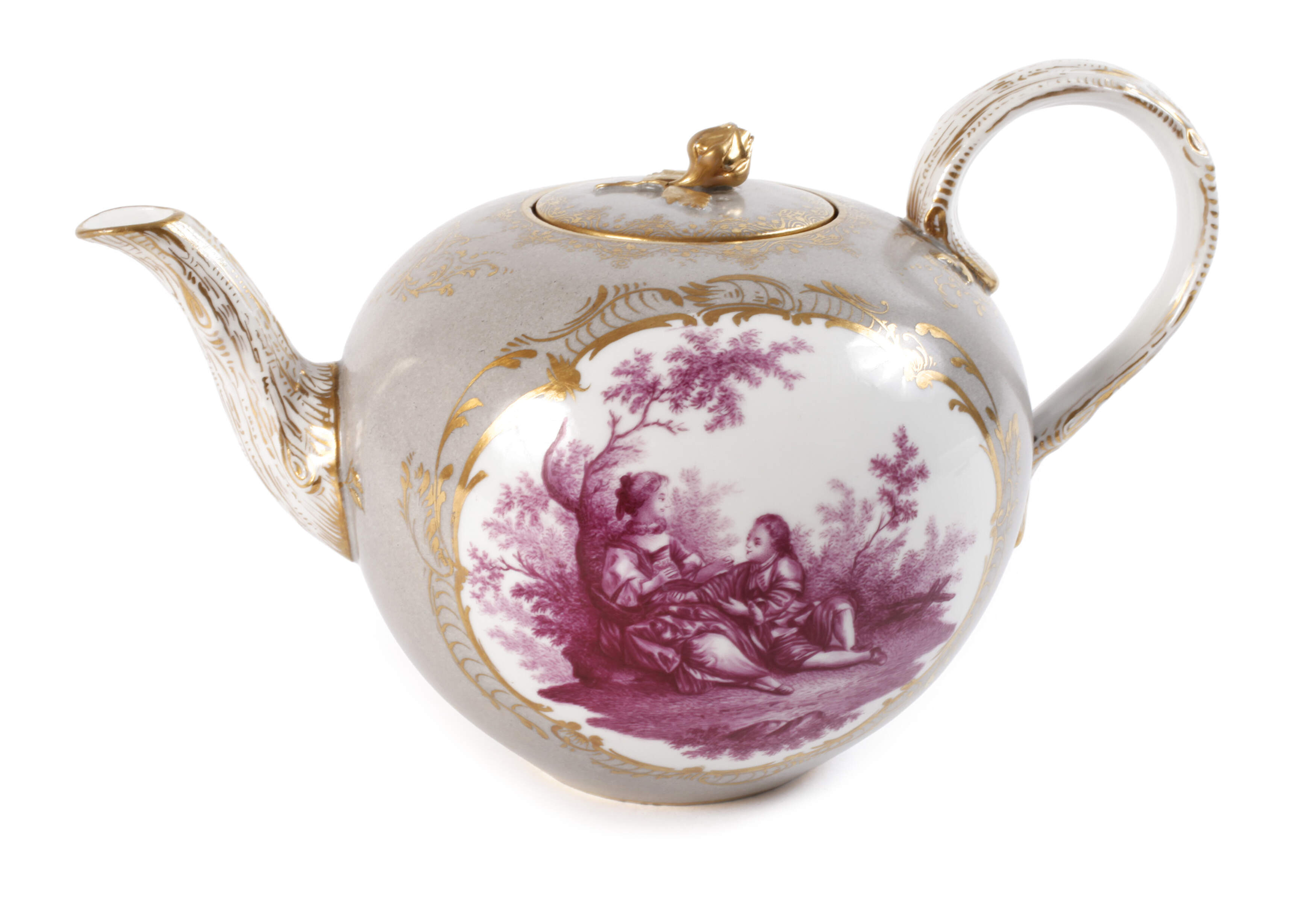 Meissen Teekanne Figurenmalerei