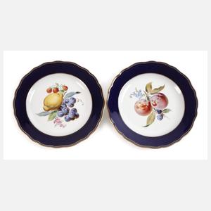 Meissen Paar Obstteller mit Blaufond