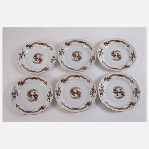 Meissen sechs Teller und Platte "Reicher Drache"