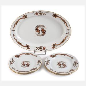 Meissen sechs Teller und Platte "Reicher Drache"