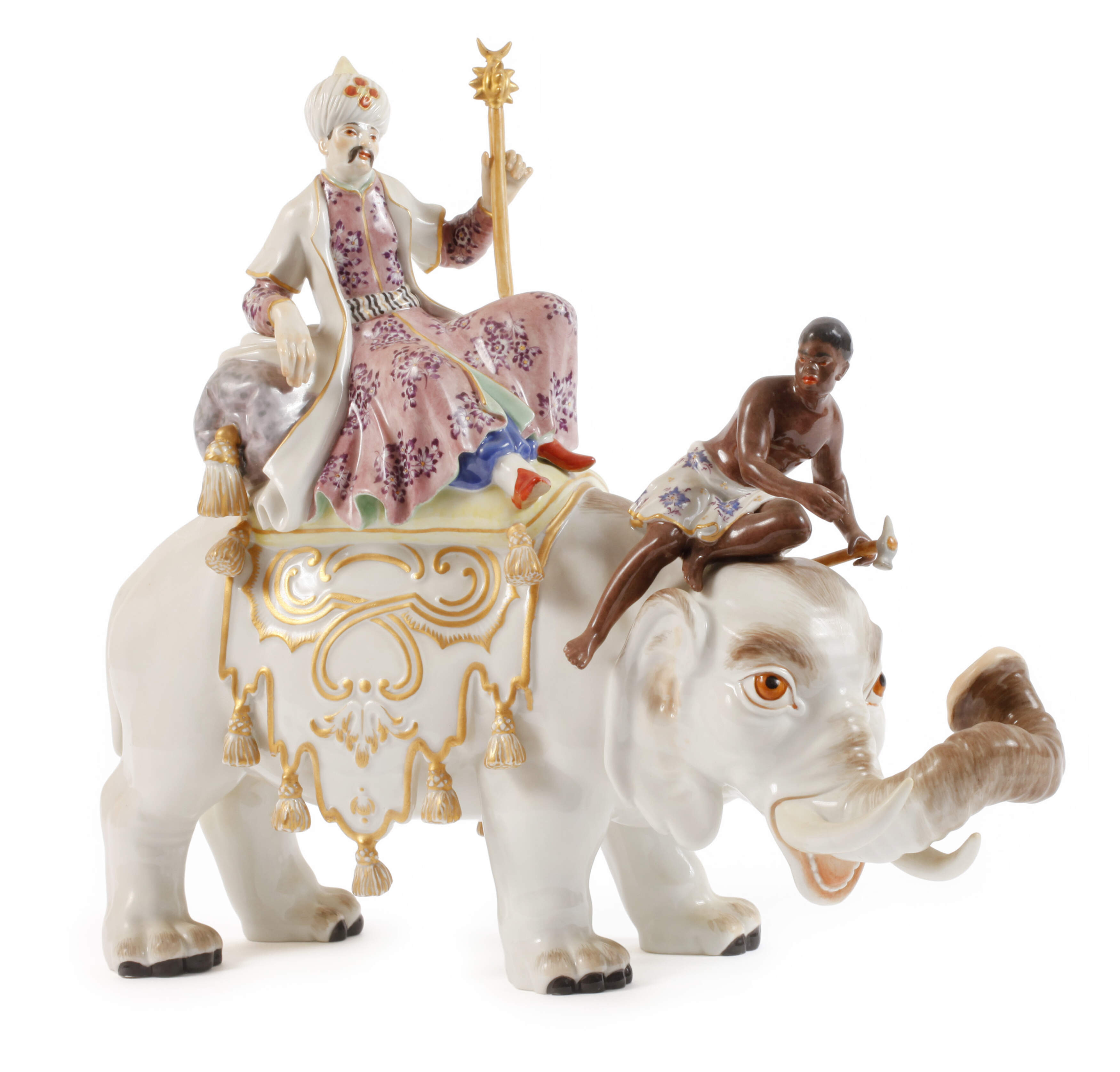 Meissen ”Perser auf Elefant mit Mohr”
