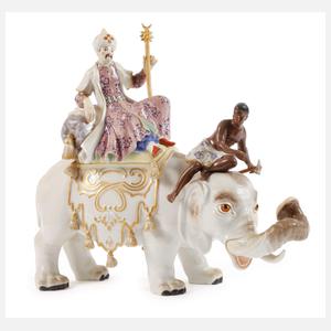 Meissen ”Perser auf Elefant mit Mohr”