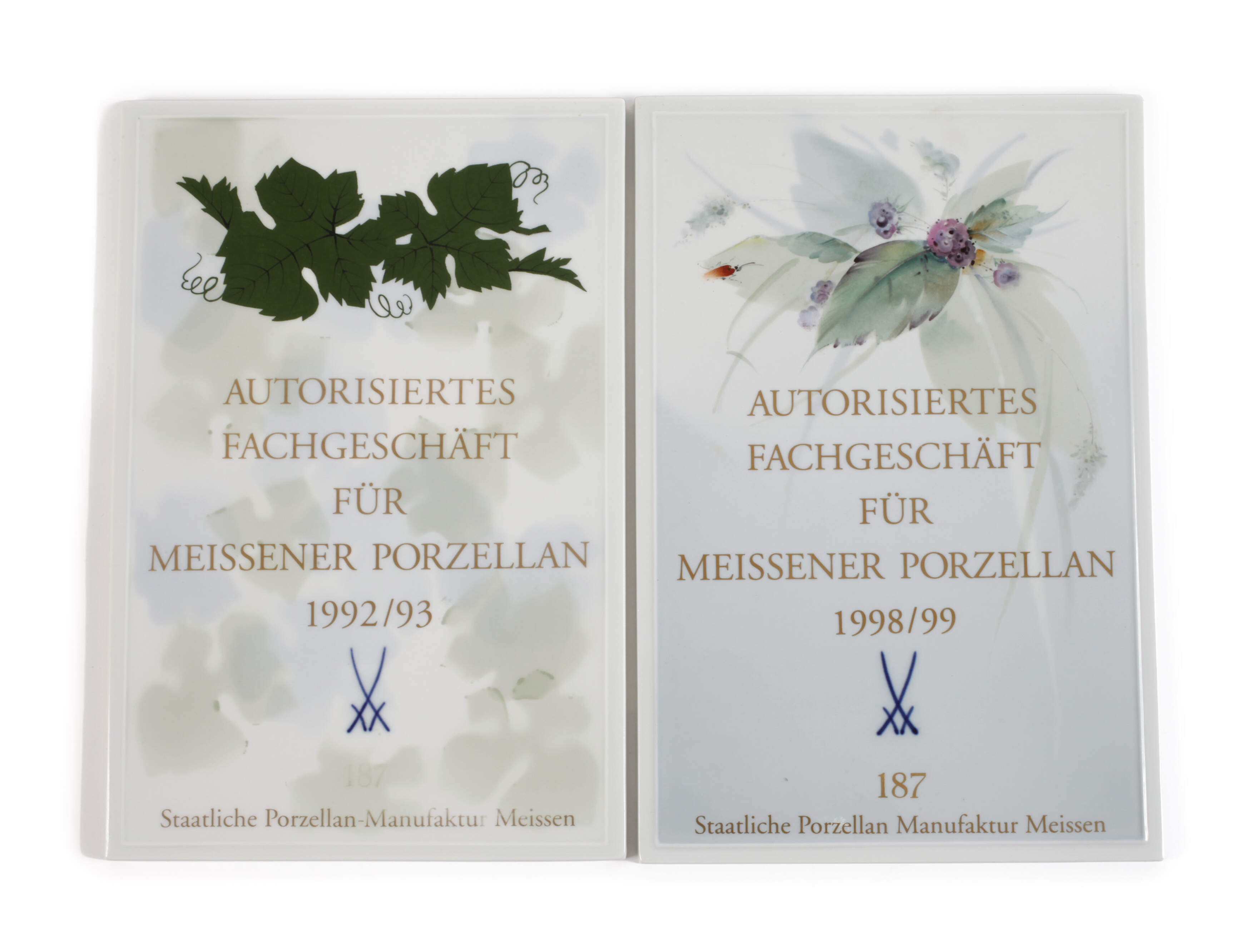 Meissen zwei Wandplatten für Fachgeschäft