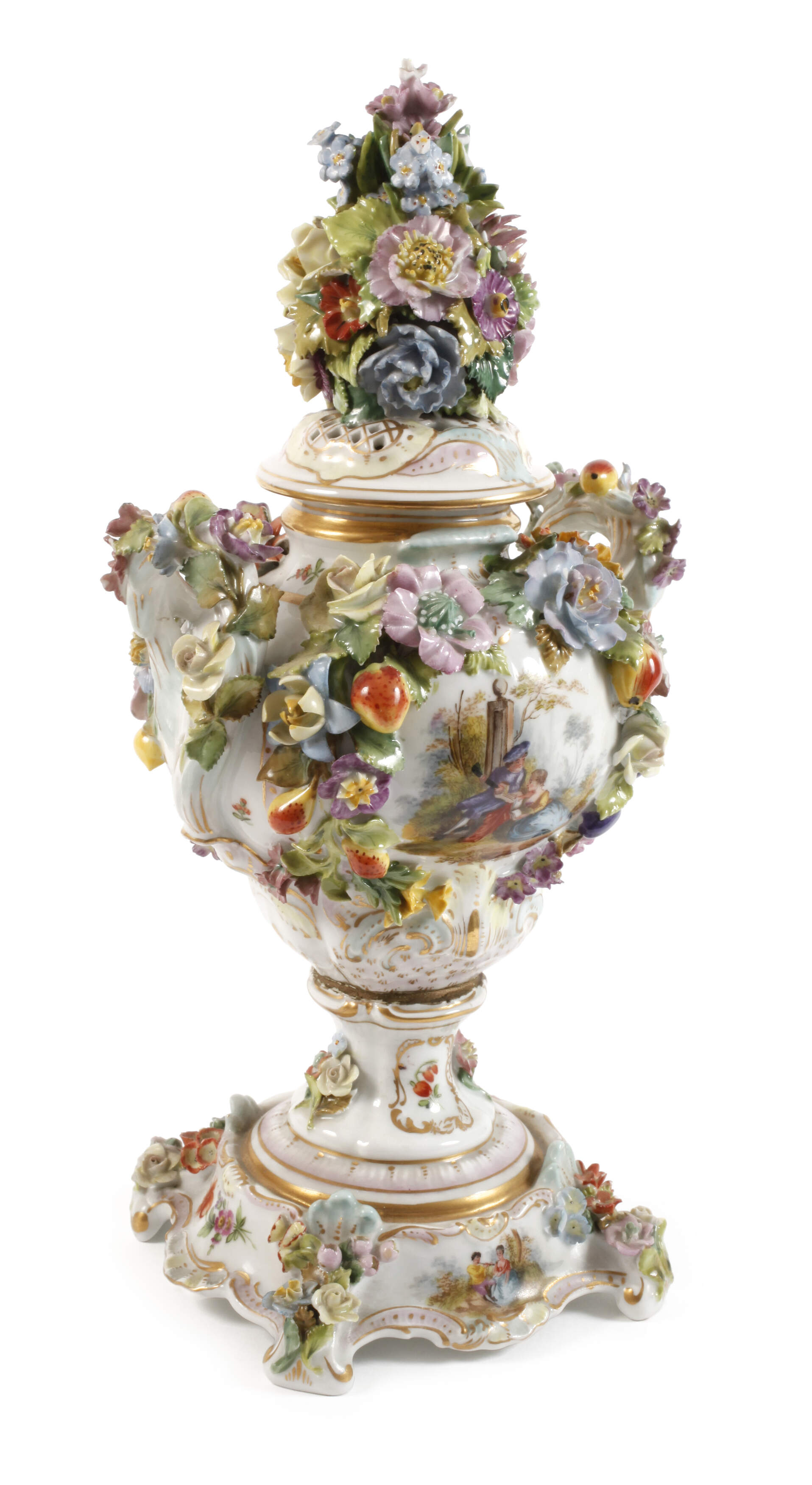 Potschappel Potpourri-Prunkvase Figurenmalerei