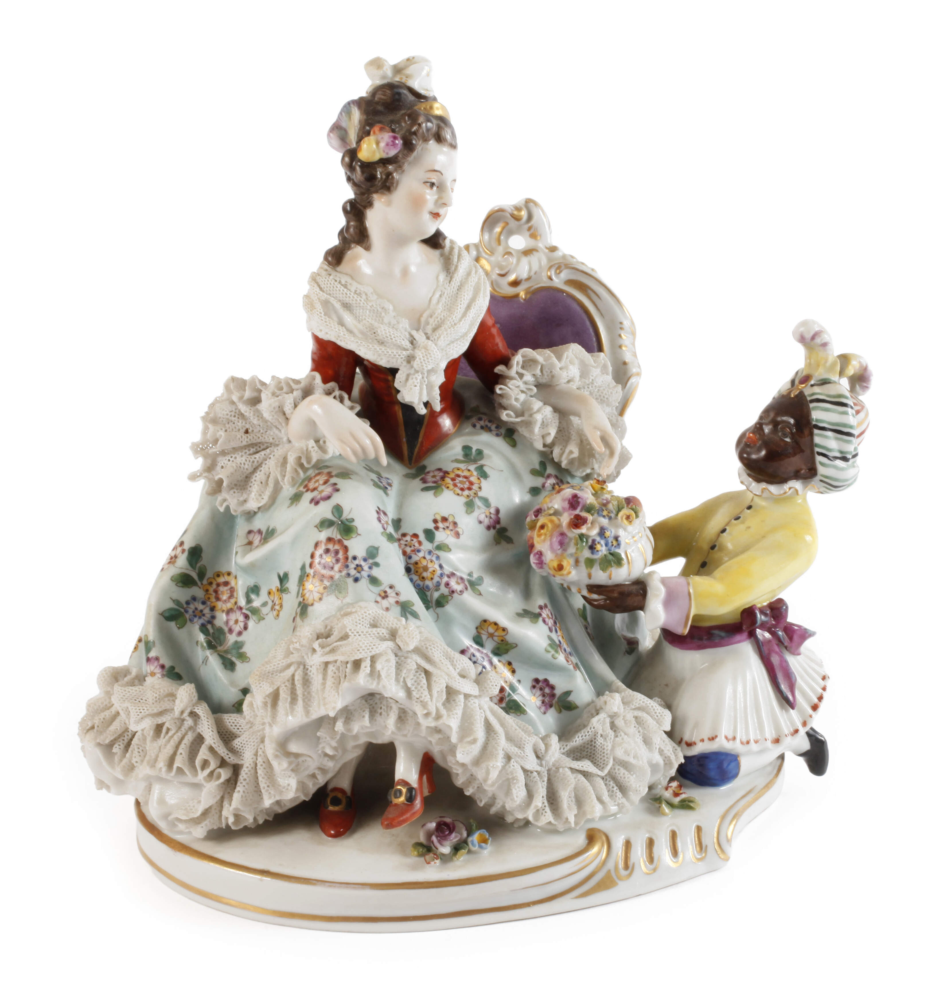 Volkstedt Rokokodame mit Diener