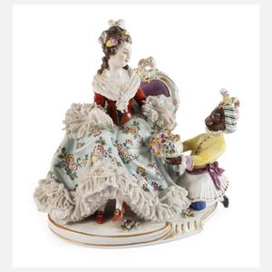 Volkstedt Rokokodame mit Diener