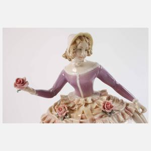 Karl Ens Volkstedt Biedermeierdame mit Rosen