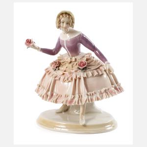 Karl Ens Volkstedt Biedermeierdame mit Rosen