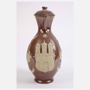 Seltene Bunzlauer Kanne mit Deckel