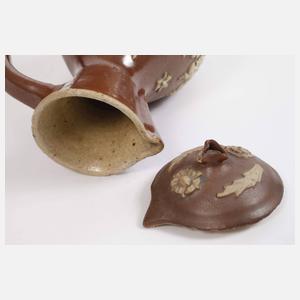 Seltene Bunzlauer Kanne mit Deckel