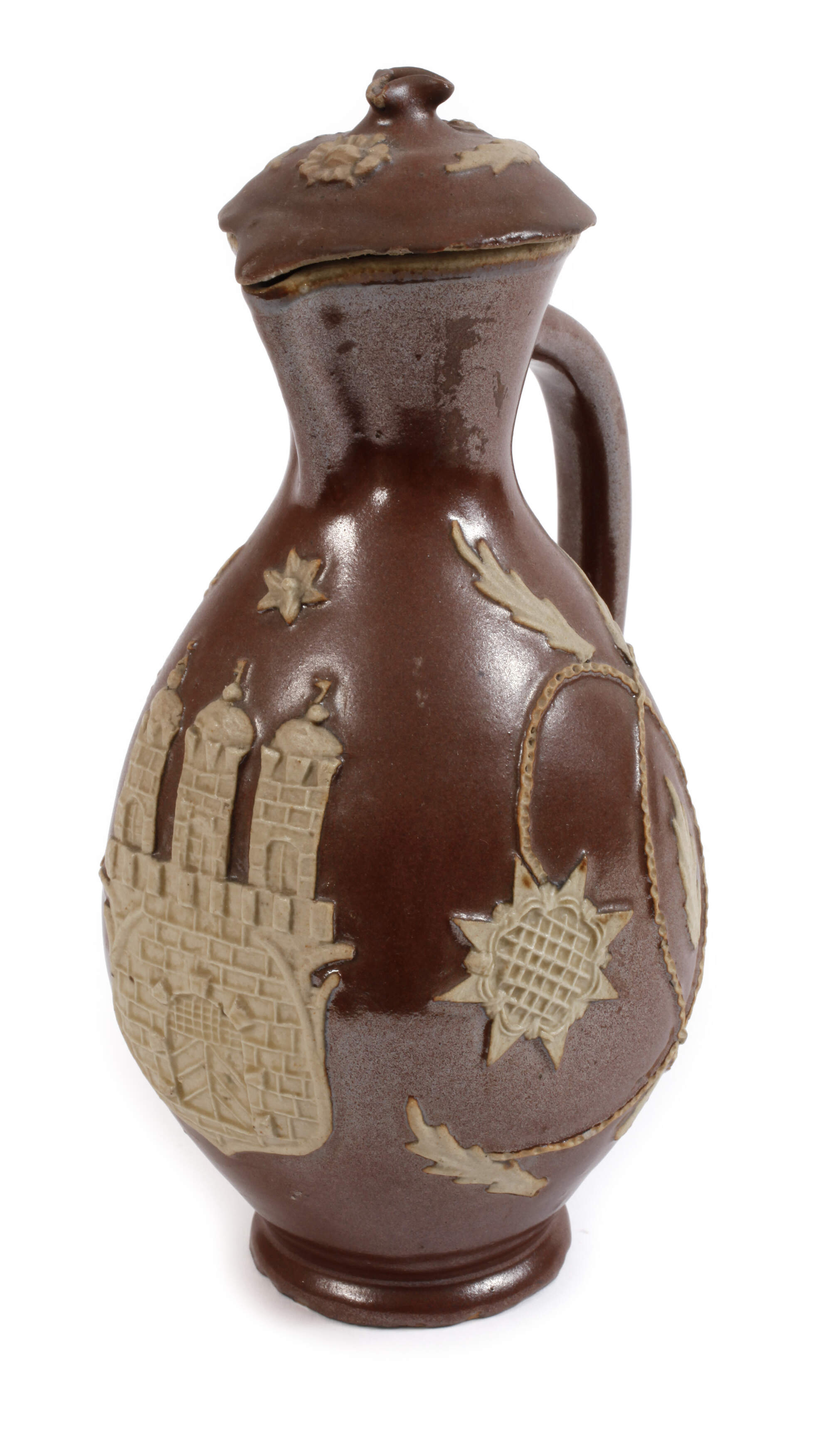 Seltene Bunzlauer Kanne mit Deckel