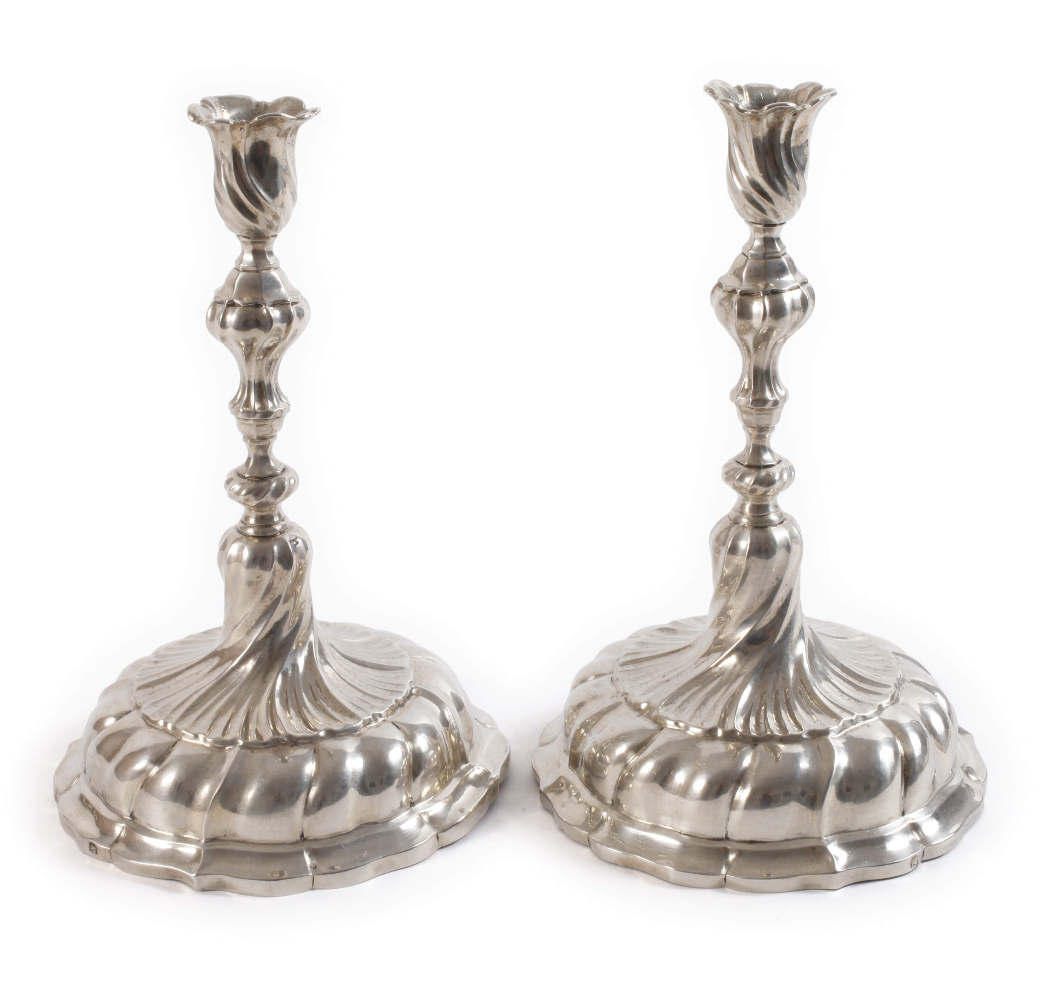 Paar barocke Silberleuchter