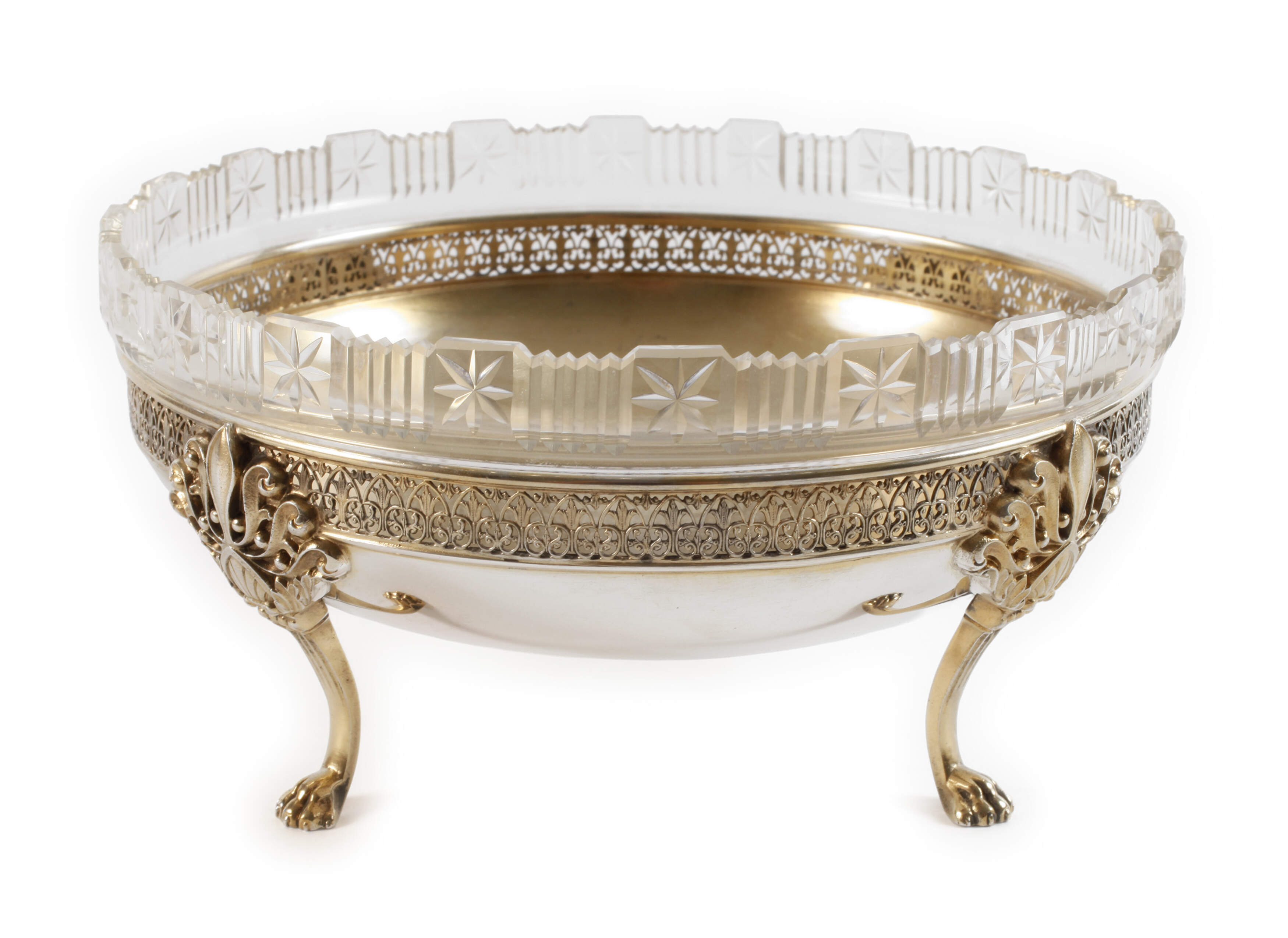 Silberschale mit Glaseinsatz