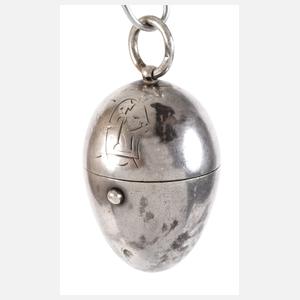 Silber-Ei mit Nähutensilien England