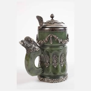 Seltener Humpen aus Silber und Nephrit