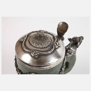 Seltener Humpen aus Silber und Nephrit