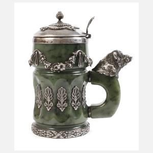 Seltener Humpen aus Silber und Nephrit