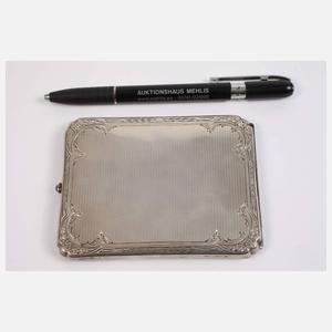 Silber Zigarettendose mit Emailleeinlagen