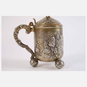 Silber großer Kugelfußhumpen im Barockstil
