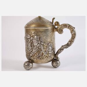 Silber großer Kugelfußhumpen im Barockstil