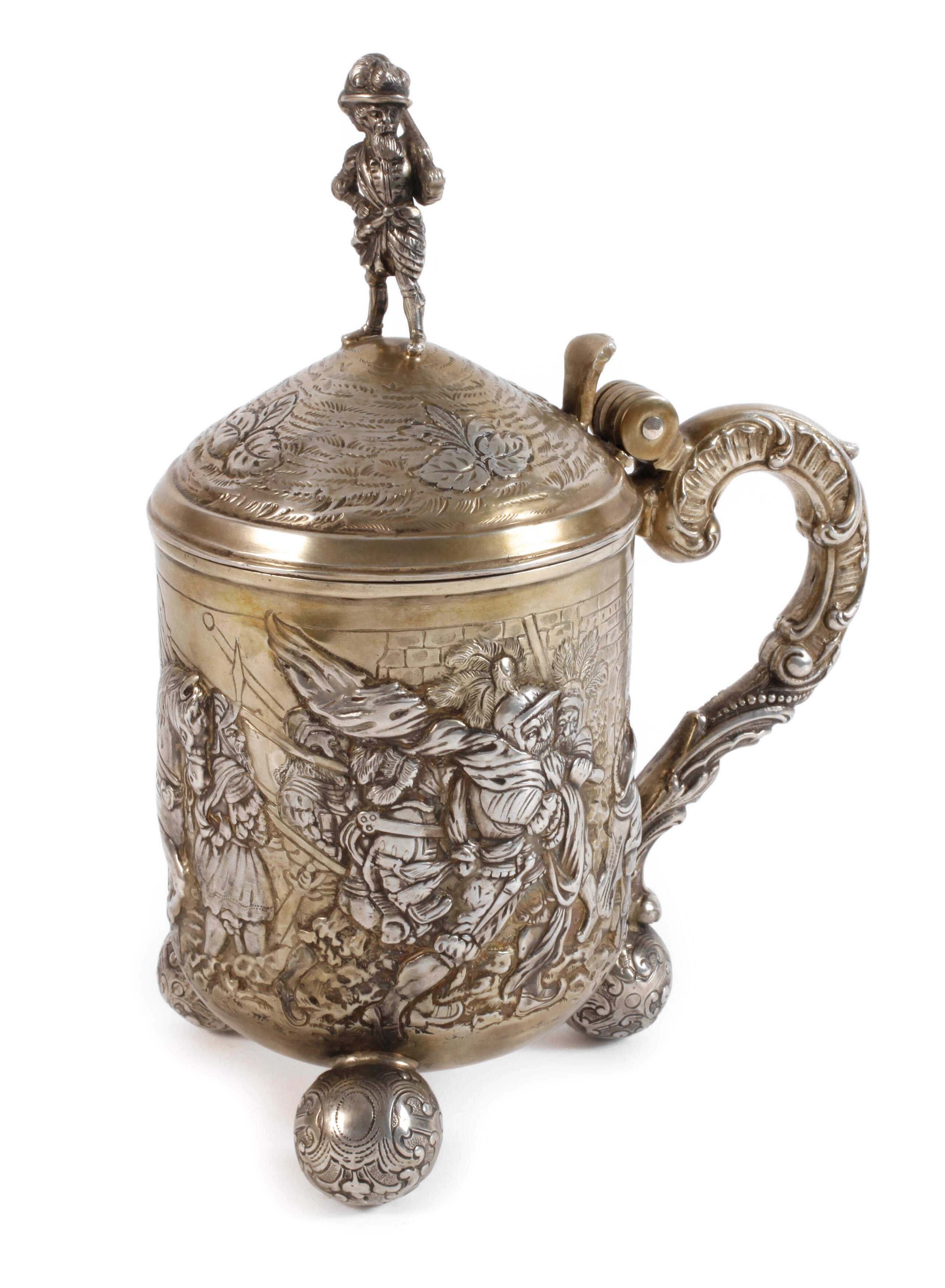 Silber großer Kugelfußhumpen im Barockstil