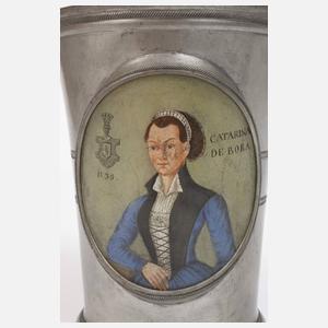 Paar seltene Portrait-Becher Martin Luther