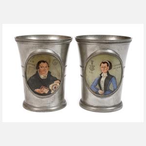Paar seltene Portrait-Becher Martin Luther