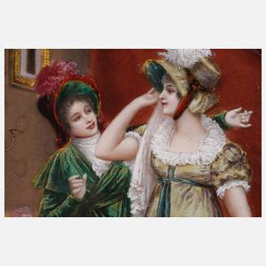 Emaillebildplatte Die Hutmacherin