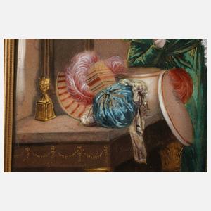 Emaillebildplatte Die Hutmacherin