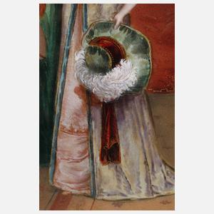 Emaillebildplatte Die Hutmacherin