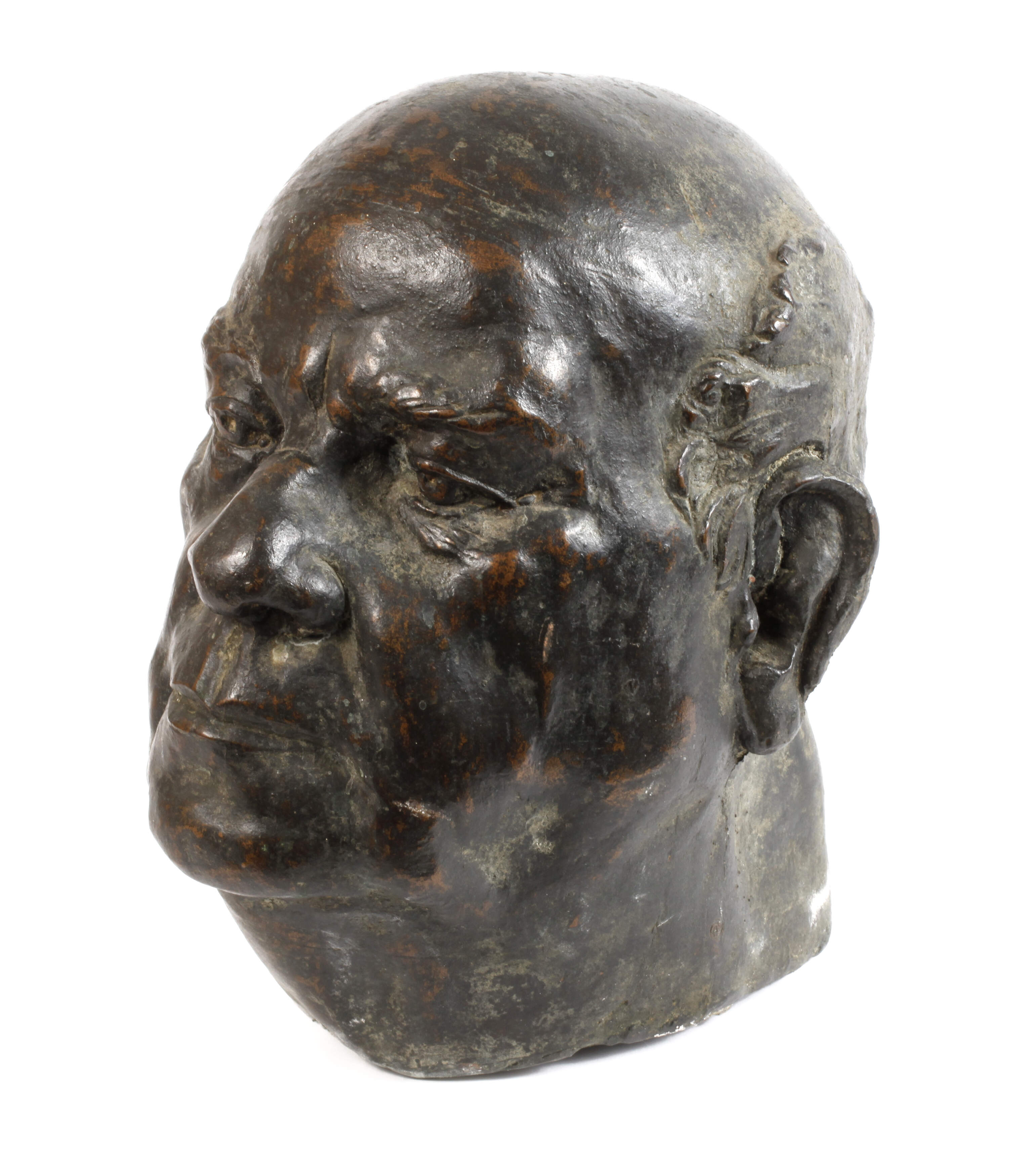 Großer Bronzekopf eines Mannes