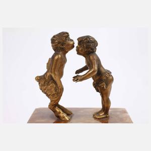 Wiener Bronze Tischklingel mit küssendem Faun