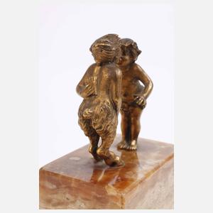 Wiener Bronze Tischklingel mit küssendem Faun