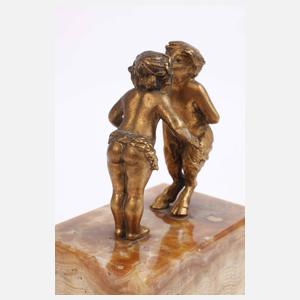 Wiener Bronze Tischklingel mit küssendem Faun