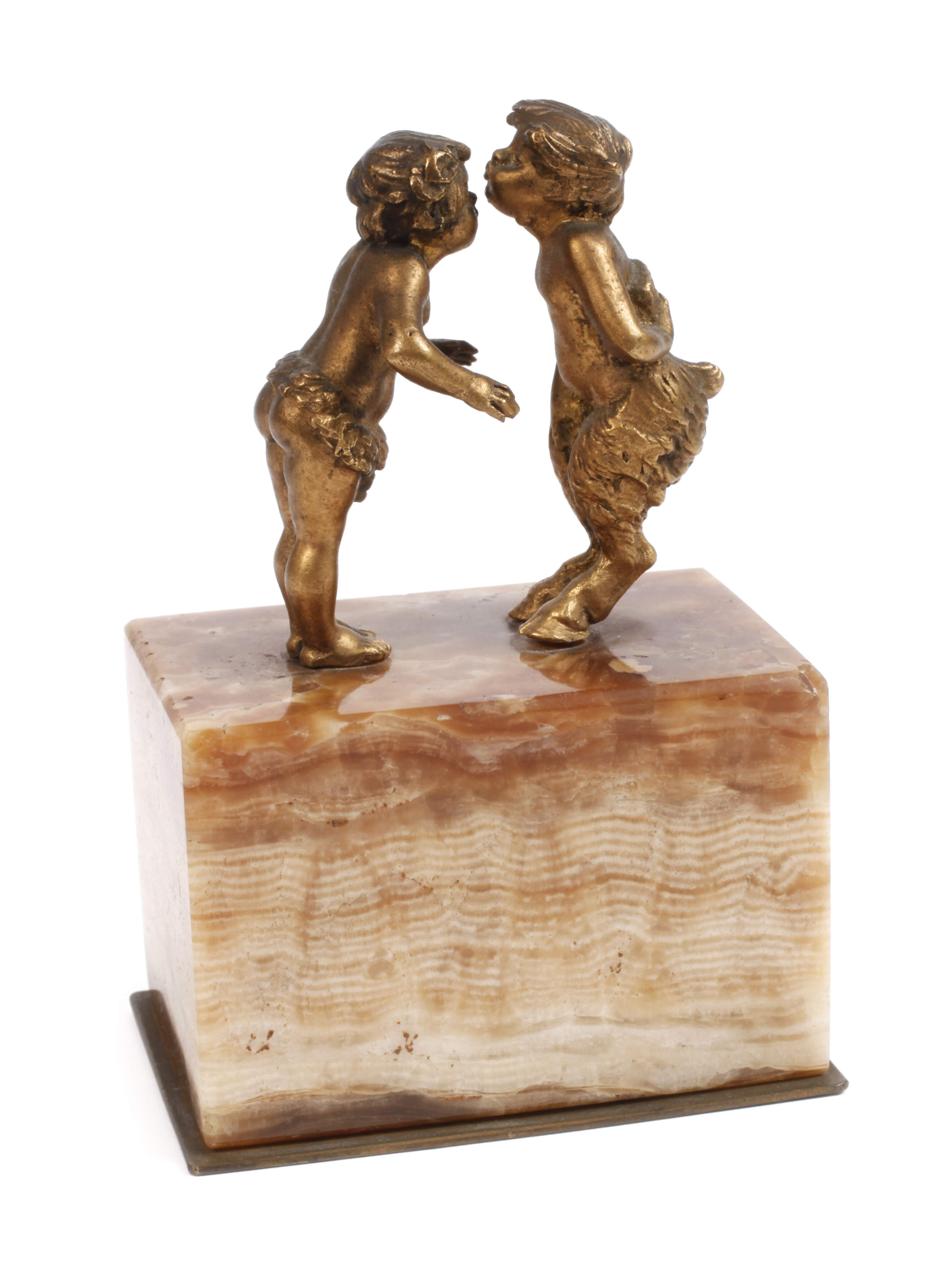 Wiener Bronze Tischklingel mit küssendem Faun