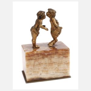 Wiener Bronze Tischklingel mit küssendem Faun