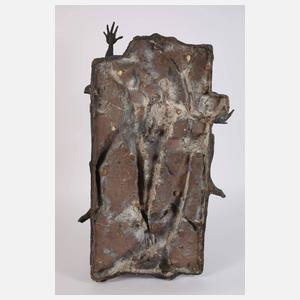 Großes figürliches Bronzerelief
