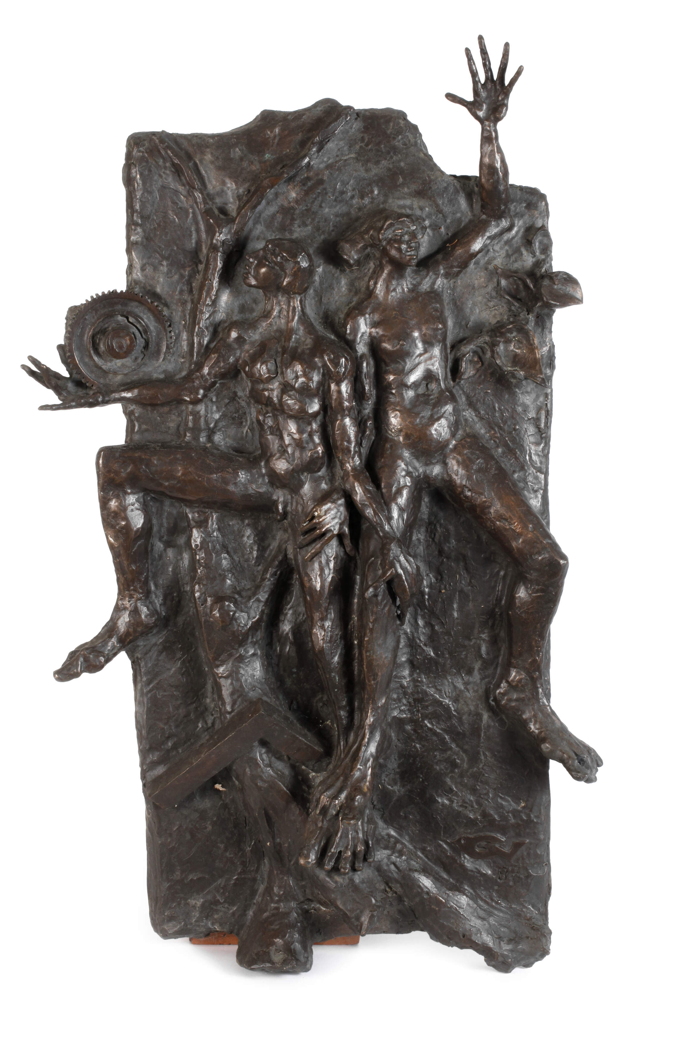 Großes figürliches Bronzerelief