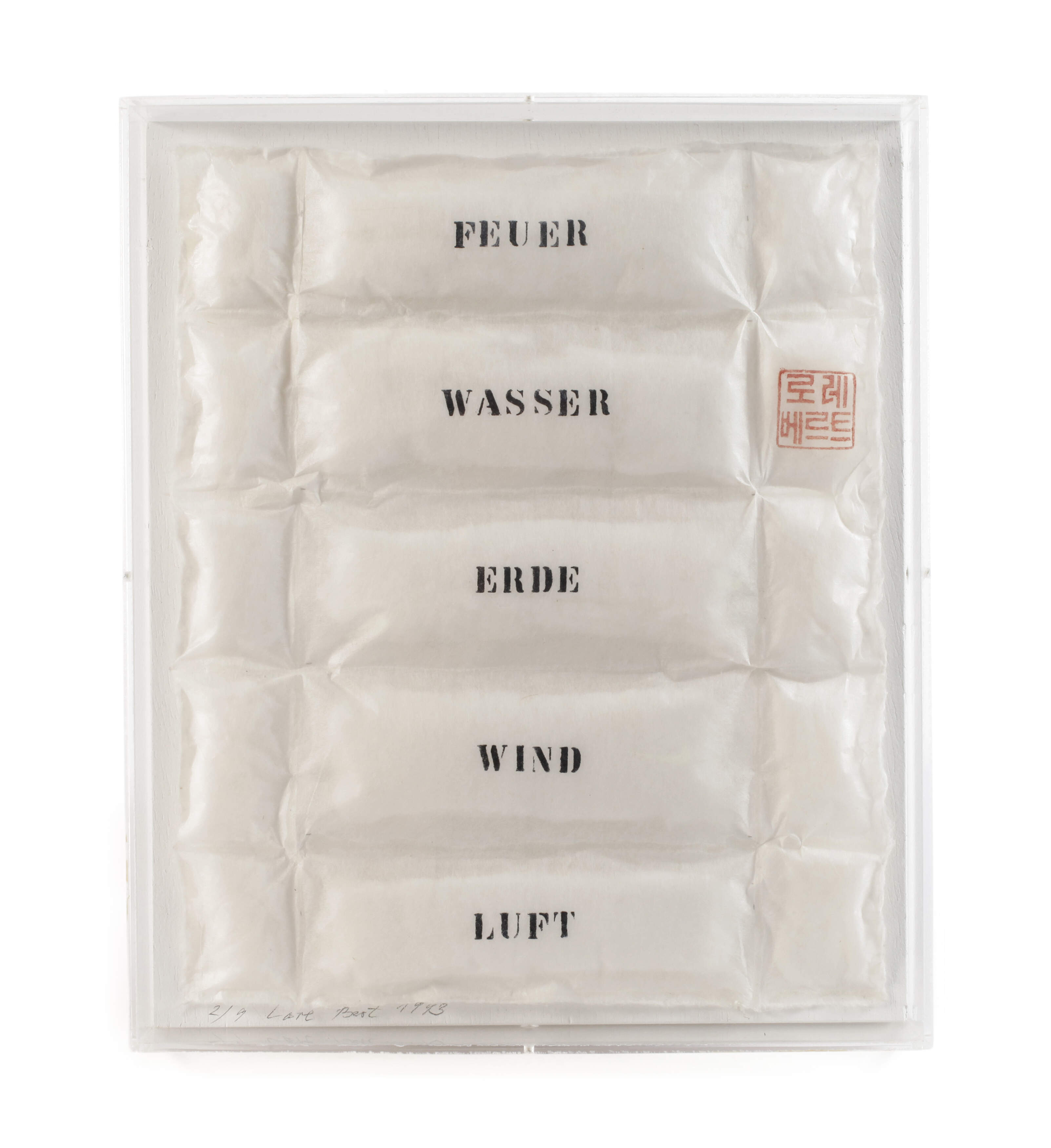 Lore Bert, "Elemente" Feuer, Wasser, Erde, Wind, Luft