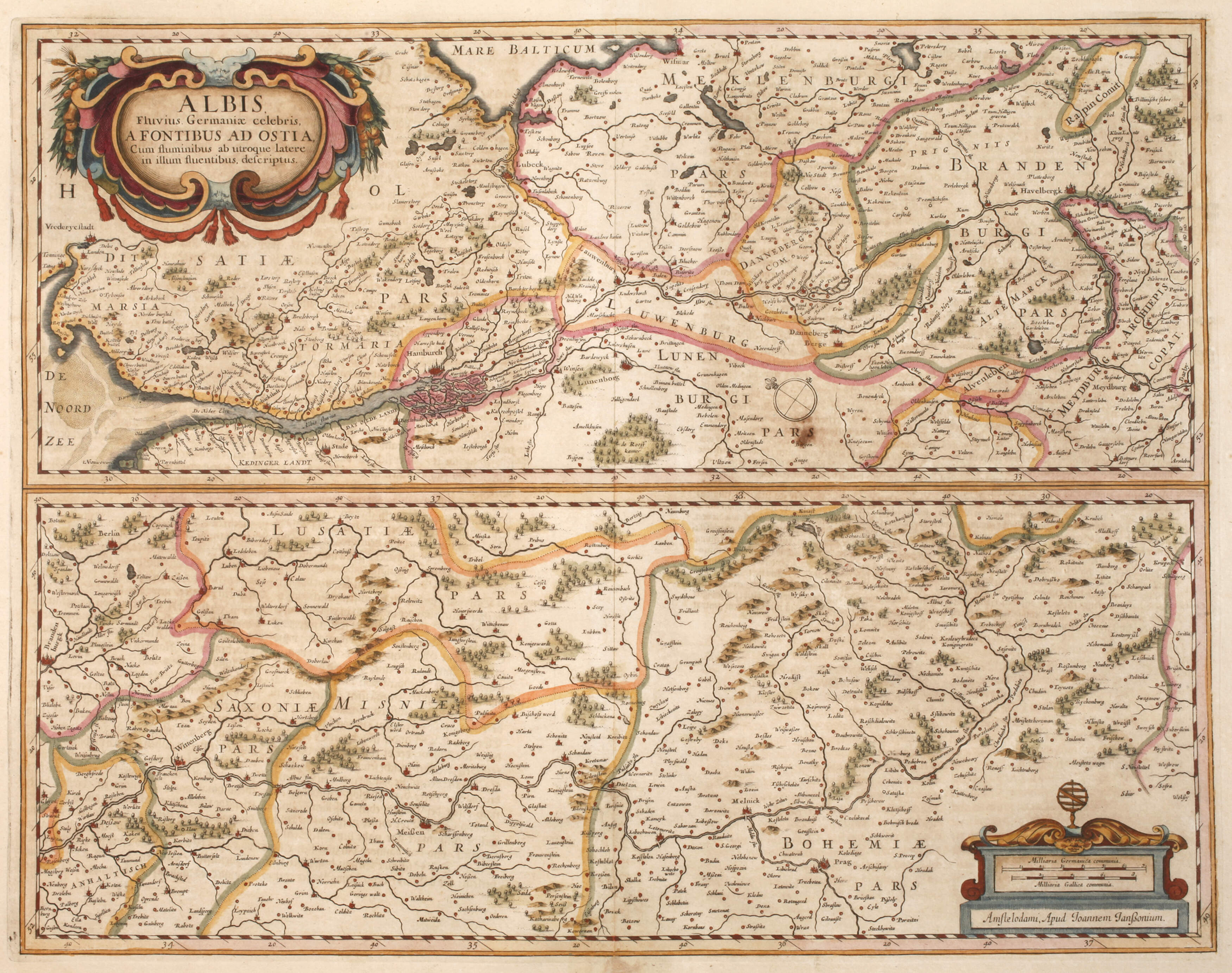 Johannes Janssonius, Karte Verlauf der Elbe
